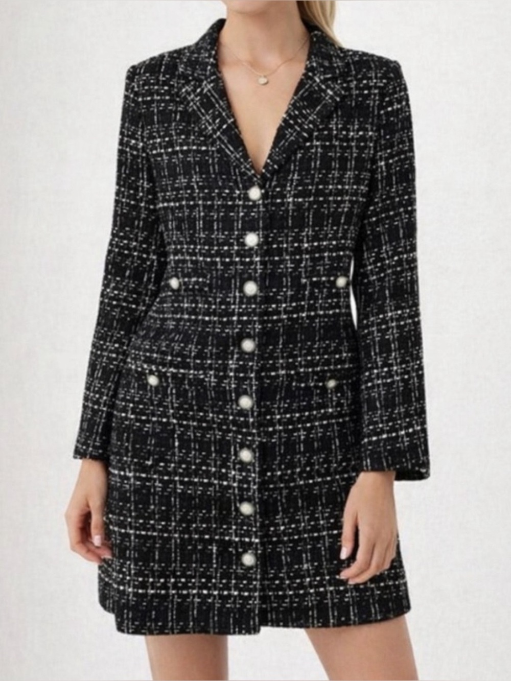Pomander Place Tuckernuck Tweed Stacie Long Sleeve Mini Dress Size: L